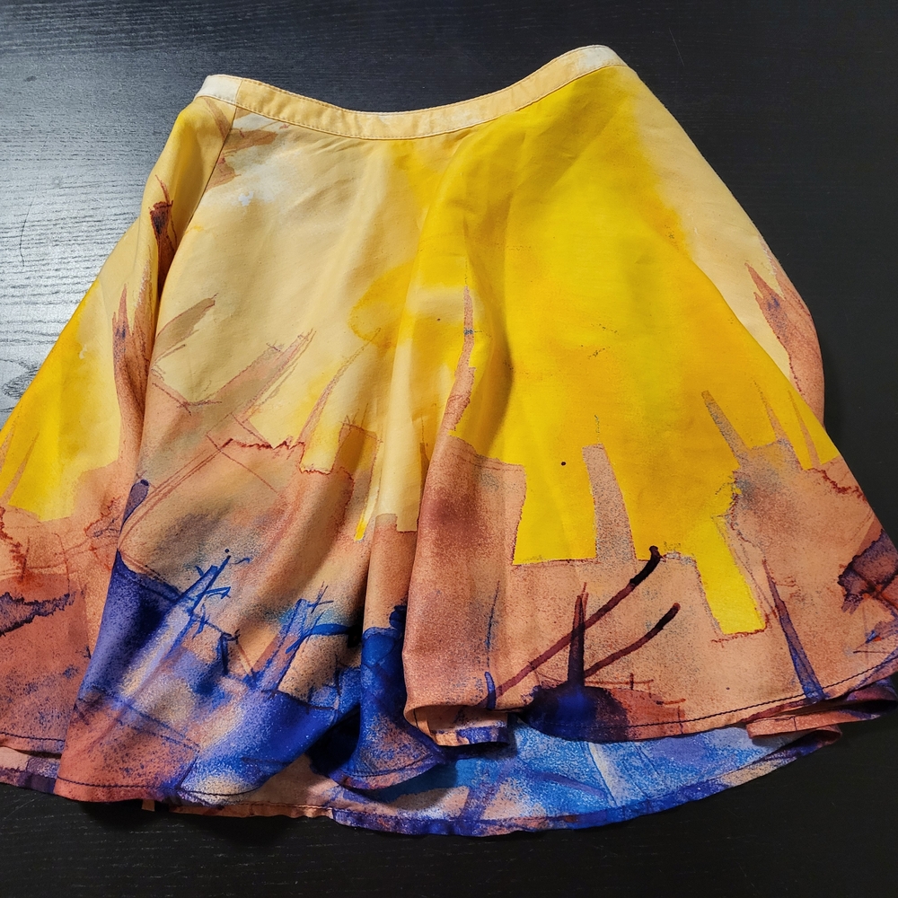 RACHEL Rachel Roy Vibrant Yellow Graphic Mini Skirt XS